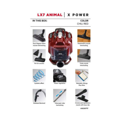 AEG LX7-2-CR-A - Animal Edition - Stofzuiger zonder zak